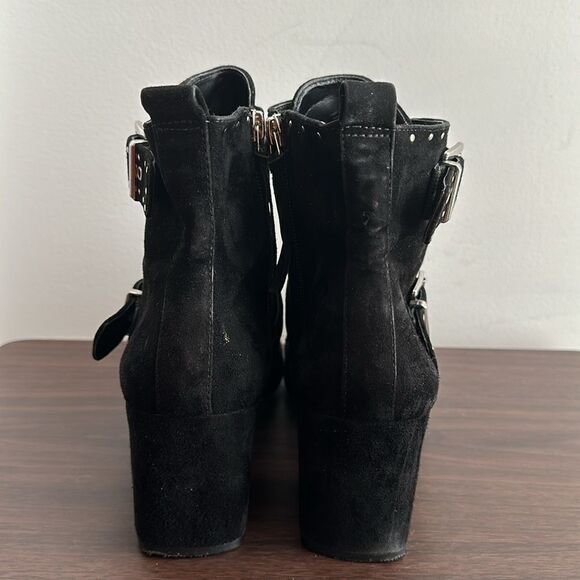 Rebecca Minkoff Logan Studded Blk Suede Block Heel Bootie Size 11 - Picture 6 of 8